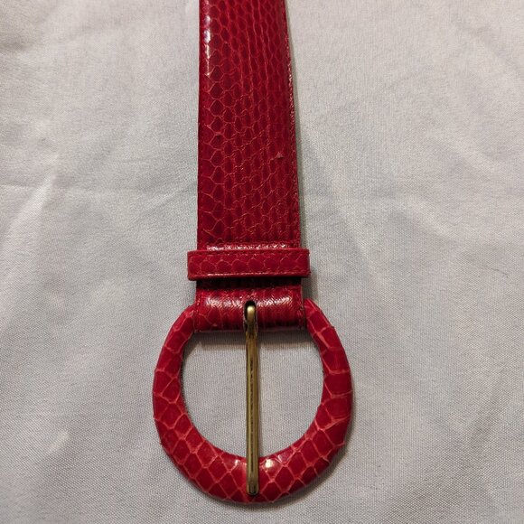 Genuine Red Snakeskin Leather Belt